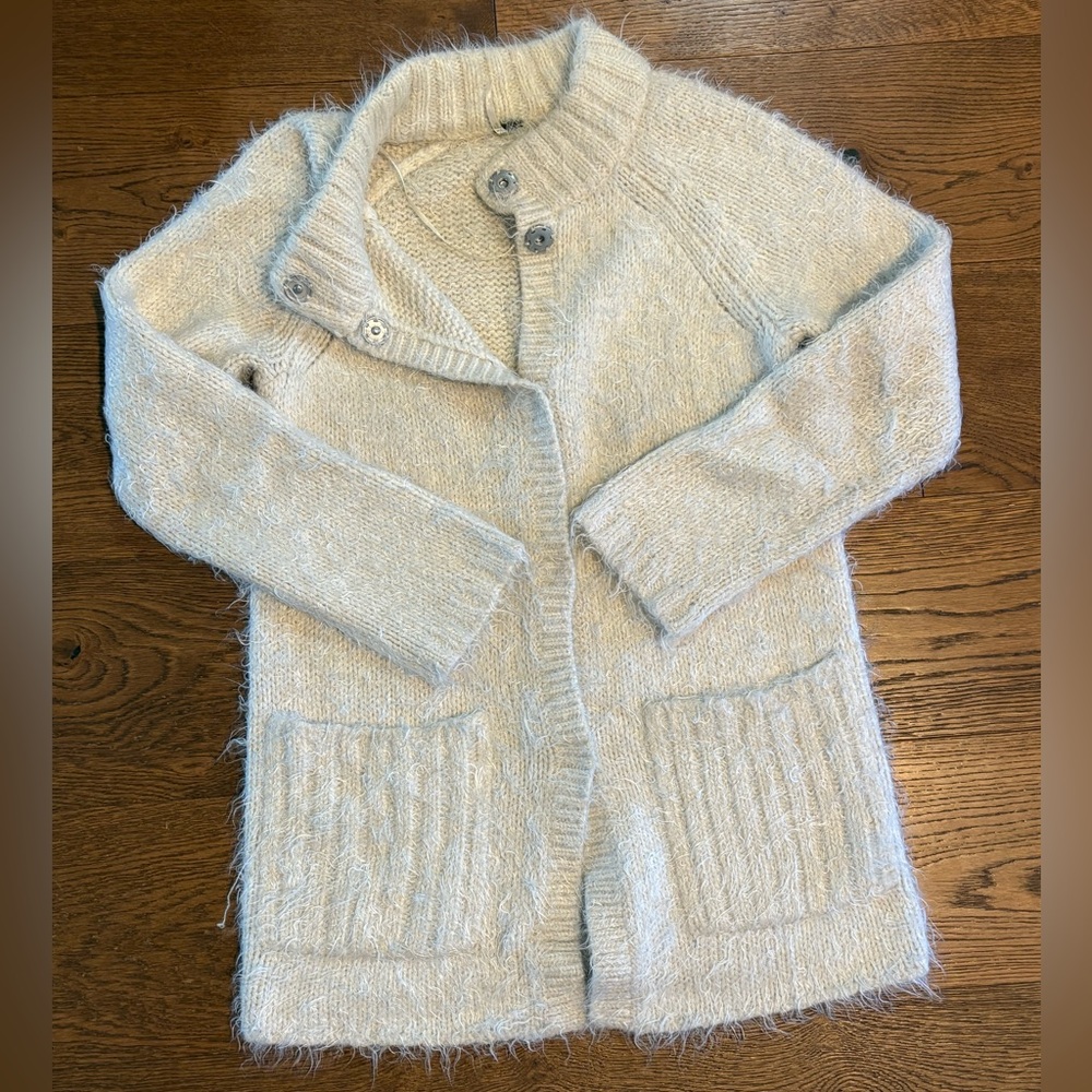 Free People Eyelash Cardigan in Cream. Size S
